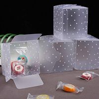 CHDHALTD 50Pcs Clear PVC Plastic Boxes,Square Transparent Clear Dot Candy Box,Gift Boxes Square Containers Packing Case for Party Favors, Wedding, Birthday Presents,444cm/555cm/666cm to Choose