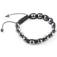 JewelryVolt Stone Bead Bracelet - Hematite w/Black String