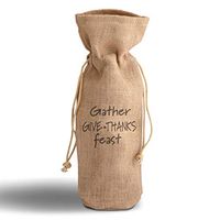 Cotton Custom Wine Gift Bag Gather Give Thanks Feast A Inspiration & Motivation Gratitude Housewarming & Party Accessories Jute Burlap Drawstring Design Only