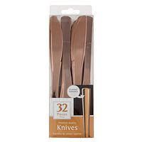 JAM PAPER Premium Utensils Party Pack - Plastic Knives - Metallic Rose Gold - 32 Disposable Knives/Box