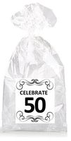 Elegant Celebrate 50th Birthday Party Favor Bags with Ties - 12pack