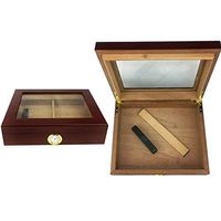 Lxc Smoking Set/Imported Cedar Wood humidor Large Capacity 3520 Sticks Glass sunroof with humidifier and Hygrometer Constant Temperature and Humidity Seal Men's Gift Box Cigarette case red bl