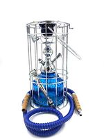 14" 1 Hose Hookah with Carrying cage Different Color Complete Set(RED,Yellow,Blue,Black,Green) (Blue)