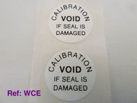 250 Labels, Calibration Void If Seal Is Damaged Labels, Tamper Evident Labels, 19mm Diameter Round, Black on White, Stickers break up on attempted removal