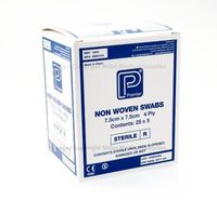 Premier Absorbent Non-Woven Sterile Swab, 4 Ply, 7.5 x 7.5 cm, 5 per Pouch, Pack of 25