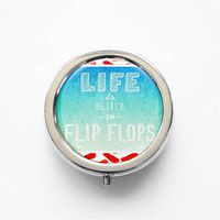 RhyNSky Life is Better in Flip Flops Mini Portable Pocket Purse Pill Box Case Pillbox, 3 Compartments, Silvery, 74