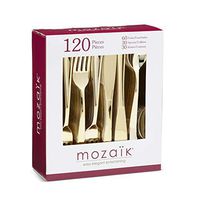 Mozaik CMG120CAM Premium Plastic Classic Assorted Gold Cutlery, 120-Count
