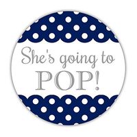 40 Ready to pop Stickers Blue, 2 inches - About to pop Labels - Baby Shower Popcorn Favors (Navy)