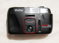 Vivitar Vista Tele Tele-Wide Panorama 35mm Film Camera w/35 & 70mm Lens Focus Free Camera (Black Color Camera)