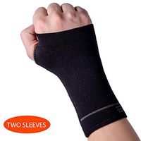 Compression Wrist Support Sleeve - Relieve Carpel Tunnel, Wrist Pain - Best Wrist Support - Improve Circulation and Support Wrist (Midnight Black - 2 Sleeves, XS)