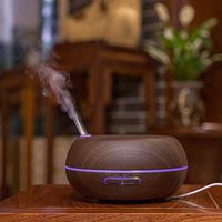 Tuscom Wood Grain Mini Ultrasonic Humidifier,168x168x100mm 400ml Essential Oil Diffuser,Aroma Therapy Relieve Stress for Bedroom Office Air Purifier Diffuser (BKUS)