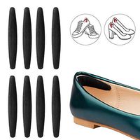 Makryn Small Size Heel Grips Self Adhesive Shoe Heel Pads Made Soft Suede Fabrication Prevent Heel Slipping and Chafing Strap (8pcs) 3D Heel Pads (Black)