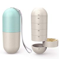 JEBBLAS Weekly Pill Case Moisture-Proof Grain Fiber Pill Organizer BPA Free Travel 7 Day Pill Box Portable Design to Hold Vitamins, Cod Liver Oil, Supplements and Medication