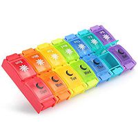 VitmdtX Colorful Pill Organizer, Weekly Push Button AM/PM Travel Case 7 Day Pill Box with Detachable Design for Pills, Vitamin, Fish Oil, Supplements