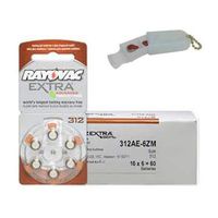 Rayovac Extra Hearing Aid Batteries - Size 312 312AE-6ZM - 60 Pack - Complimentary Battery Keychain Kit
