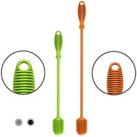 Zeattain Silicone Bottle Brush,Comfortable Grips Water Bottle Cleaning Brushes with, 15 Inches Orange and 12 Inches Green 2Pcs
