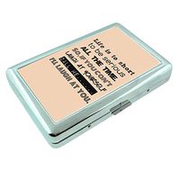 Laugh At Yourself Em1 Hip Silver Cigarette Case Id Holder Metal Wallet 4" X 2.75" RFID Protection