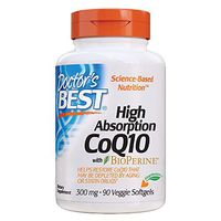 Doctor's Best High Absorption CoQ10 with BioPerine, Vegetarian, Gluten Free, Naturally Fermented, Heart Health & Energy Production, 300 mg 90 Veggie Softgels