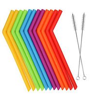 Reusable Silicone Straws, 12 pcs Drinking Straws with 2 Cleaning Brushes by HISRAY - Regular Size Compatible 30oz Tumblers Rtic/Yeti Bpa-Free - No Rubber Tast