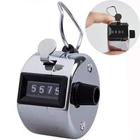 Euone Hand Tally Counter, 4-Digit Palm Counters Counter Hand Clicker Manual Handy Mechanical Chrom Clicker with Finger Ring Sliver