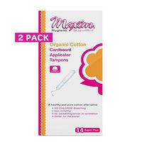 Maxim Organic Cotton Tampons, Cardboard Applicator, SUP+, 28ct, No Chlorine/Dioxin/Chemical, FDA/ICEA Approved, Biodegradable, Hypoallergenic, Organic Tampons with Applicator, 2 Packs of 14