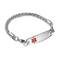 linnalove-Stainless Steel Wheat Chain Interchangeable Medical Alert Bracelets-Free Engraving(1347/8.5")