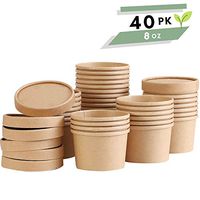 Ice Cream Bowls with Lids - 40 Pack 8 oz | Ice Cream Containers with Lids Ice Cream Cups with Lids Freezer Containers with Lids Disposable Dessert Bowls with Lids Party Supplies Treat Cups for Dessert