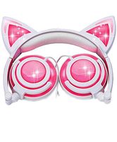 Cat Ear Headphones w/Rechargeable LED Lights - Newest 2019 Version Over Ear Headphones for Girls & Compatible for iPad, Android & Others, Lights Up Cat Ears & Speakers (Pink)