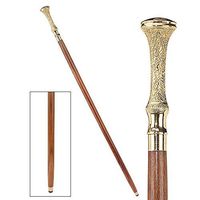 Design Toscano Kingsley Edwardian Gentleman's Walking Stick, 37 Inch, Brass Handle and Hardwood Cane, Brass