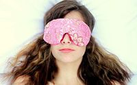 Weighted Sleep Eye Mask Pillow Handmade by Candi Andi - Adjustable Strap - Travel - Flax Seed Filled - Lavender Scented or Unscented - Satin Brocade and Crushed Velvet - Pinkalicious - TEMLF-PI
