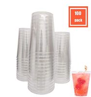 RICPOK 10 Oz. Pack Of 100 Premium Clear Hard Disposable Party Plastic Tea Tumbler/Cup
