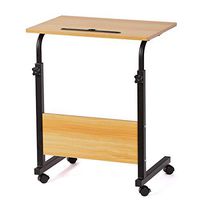 CBHLZ Adjustable Laptop Stand Portable Standing Desk with Lockable Wheels Side Table for Bed Sofa Hospital Reading Eating Cart Tray, 23.6×15.7 inch Yellow