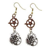 1 pair Retro Steampunk Watch Parts Clock Gears Cog Earrings Antique Silver Jewelry Best Good Jewerly Stylish Design Womens Cheap Designer Novelty Pendant Pretty