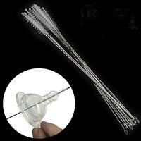 Afco 10Pcs Drinking Straw Brush Set,Pipe Cleaner Stainless Steel Brush size 17cm (Silver)