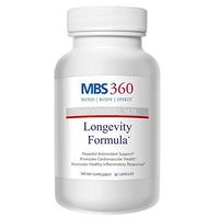 MBS360 Longevity Formula Powerful Antioxidant Supplement for Longevity Clinically Proven Anti-Aging Ingredients- Resveratrol + Curcumin + Blueberry Extract + Bioperine + Pterostilbene ✮ 
