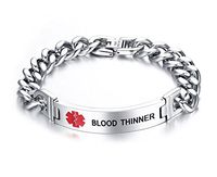 VNOX Blood THINNER Bracelet Stainless Steel Medical Alert ID Bracelet for Unisex 8.3"