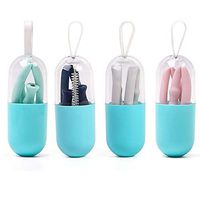 Silicone Collapsible Straw -Reusable， Folding, and Portable Straws with cleaning brush for Travel