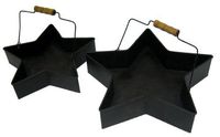 Craft Outlet Black Tin Star Pail Bucket Set with Handles, 11-Inch and 9-Inch