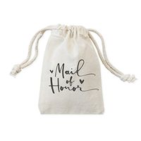 The Cotton & Canvas Co. Maid of Honor Wedding Party Favor Bags, Cookie, Candy and Treat Bag and Drawstring Pouch, 6-Pack