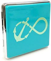 Eclipse Blue Infinity Anchor Metallic Crushproof Metal Leatherette Cigarette Case, Kings, 3102Glam