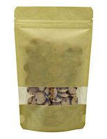 BAP 50 Pack 16 oz Kraft Window Rice Paper Stand Up Pouch- 5 mil Thicknes