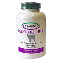 Liverite 100% Grass-Fed Argentinian Natural Beef Liver Supplement, 120 Vegetable Capsules 750mg Each, Non-GMO