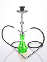 2 hose 21" Sababa Green Hookah Shisha Nargila water glass vase pipes smoke sale