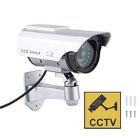 CCTV Fake Camera, Security Camera, Solar Powered Dummy Camera, Surveillance Dummy Camera,Fake Camera with Flashing Lights,Looks Real Camera,Indoor or Outdoor Security Camera,No Batteries.