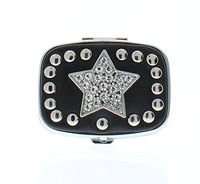 Nima Leather and Rhinestone Bling and Stud Star Pill Box Medicine Container Case