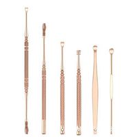 SUPVOX Ear Wax Pick Cleaner Remover Curette Ear Scoop Stainless Steel Tool Set 6pcs(Rose Golden)