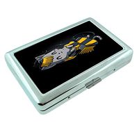 Yellow Magic House Cat Em1 Hip Silver Cigarette Case Id Holder Metal Wallet 4" X 2.75" RFID Protection