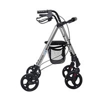 Walker with Seat and Wheels, Folding Walker for Seniors, 4 Wheel Small Shopping cart,Handrail Height Adjustable,Portable Leisure seat