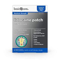 Amazon Basic Care Lidocaine Patch, 4% Lidocaine, Topical Anesthetic, Desensitizes Aggravated Nerves, 6Count