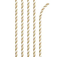 Creative Converting 315216 Paper Straw, 7.75", Gold